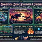 Zodiac wheel showing the most powerful soulmate zodiac sign compatibility pairings with elemental color coding